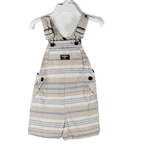 Overalls Toddler Size 18 mo OshKosh Vestbak Striped Khaki Bib Style Shorts